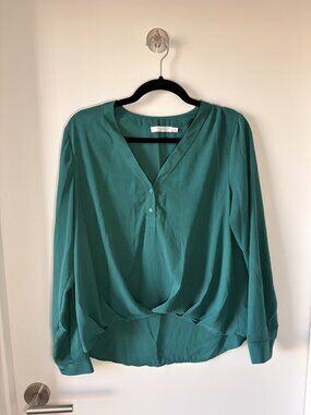 Lush Wrap Front Blouse Green Size M